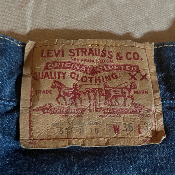 Levi's Original 501 0115 Dark Wash Button Fly Straight Denim Jeans Men's 36 X 32 - Picture 9 of 14